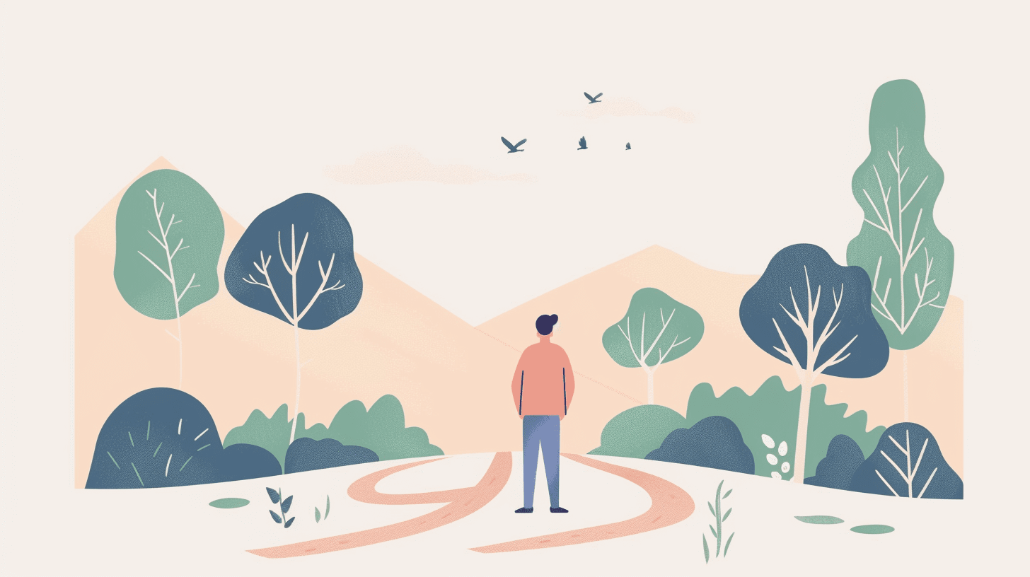 Person choosing between pathways