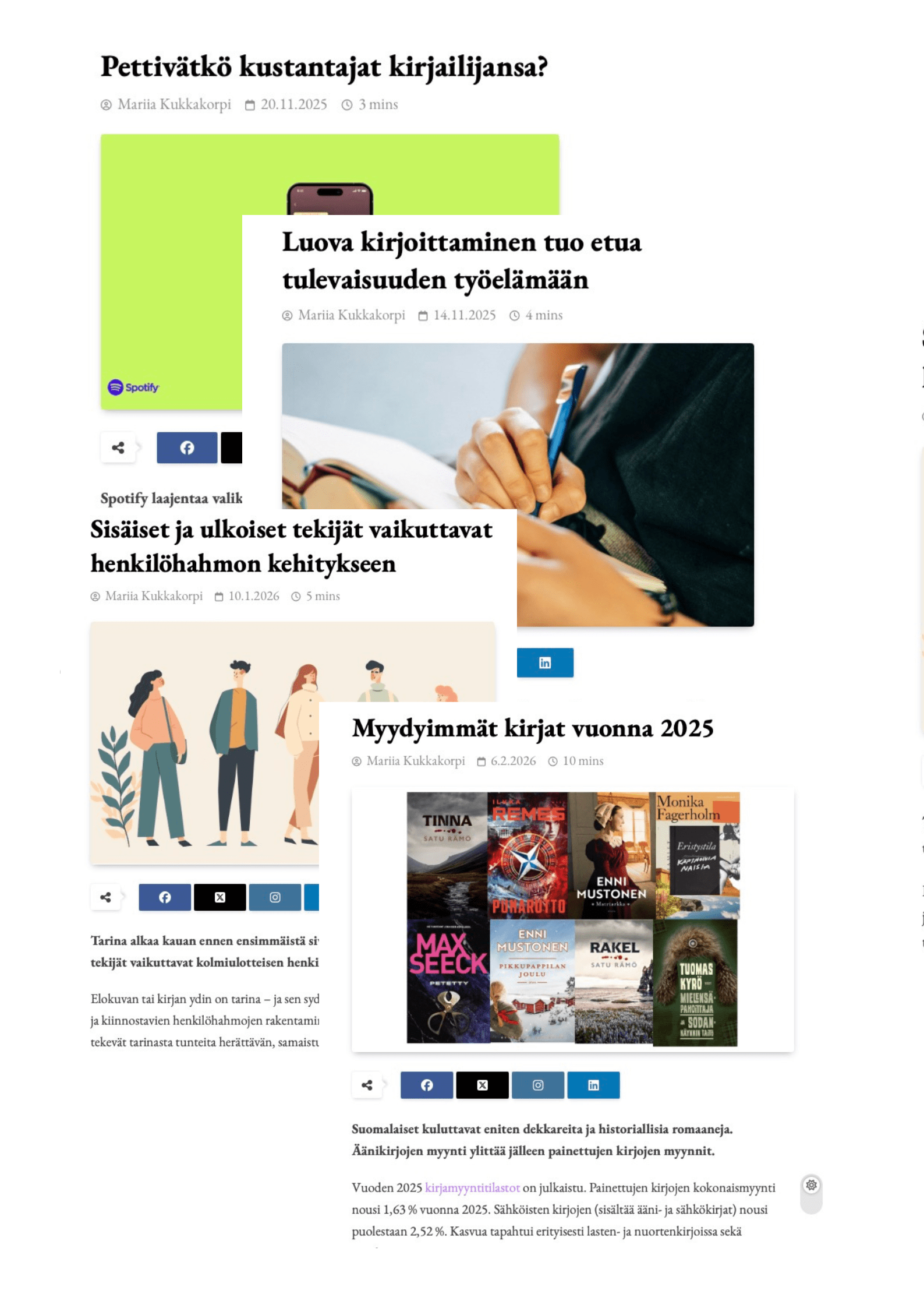 Epilogi–Jälkisanat-sivuston artikkeleita