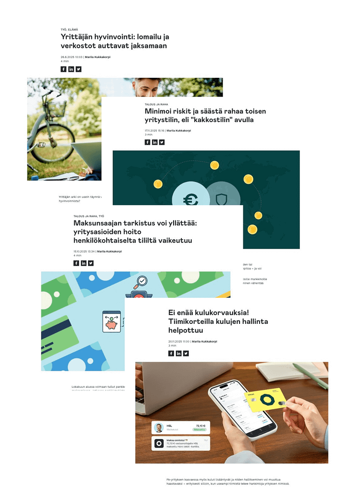 Neljä esimerkkiartikkelia, jotka olen kirjoittanut Holville